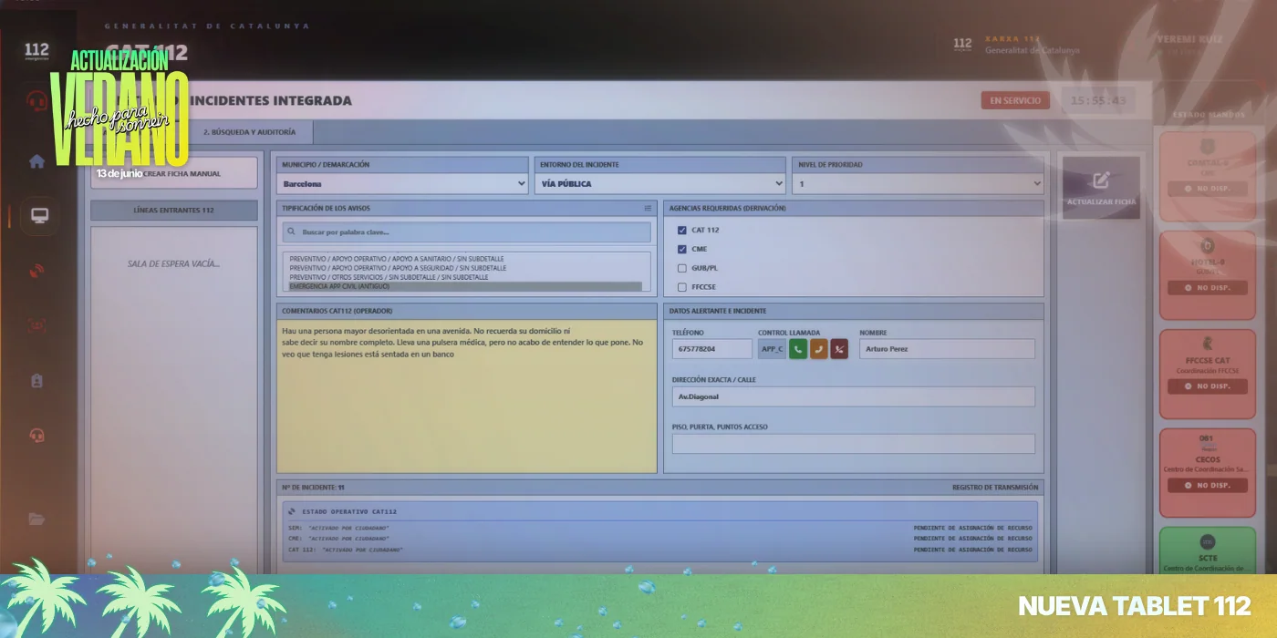 Nueva Tablet 112 · Barcelona PD
