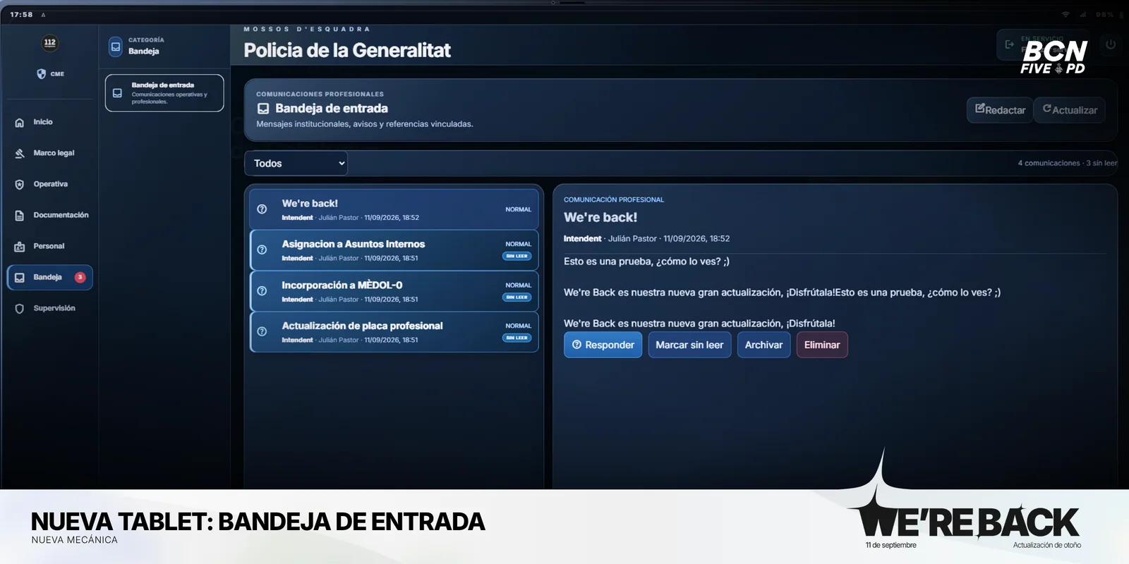 Nuevo correo electrónico integrado · Barcelona PD